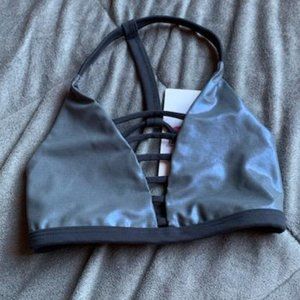 Body Language Simone Reversible Sports Bra NWT Pearl/GunMetal